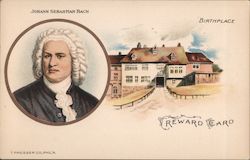 Reward Card - Johann Sebastian Bach. Portrait and birthplace. Biography information card. Postcard