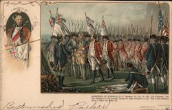 Surrender of Cornwallis. Artist depiction of the surrender with portrait of Cornwallis Postcard
