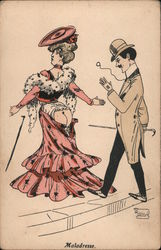Maladresse - man gazing at bare bottom woman in dress undone Postcard
