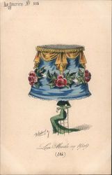 Lea mode in 1909 (Ete) Lady in green wearing ornate lampshade. Ice Sourire No. 115 signed Roberta Postcard