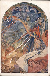 Mucha - Official festival postcard, Prague, Czechoslovakia 1926. Patriotic design from the festival Postcard