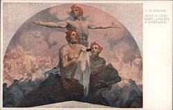 Mucha: Silou K. Svobode, Laskou K Svornosti! Art Nouveau Postcard Postcard Postcard