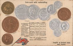 Coin-card with nationalflag - Empire of British India and Ceylon Postcard