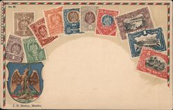 J. G. Hatton, Mexiko - Shield with eagle and snake, assorted stamps of Mexico Postcard