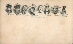 The Whole Dam Family. Sketches of Eight Members of the Dam Family including the Dam Dog Postcard