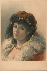 Beautiful Woman in Red Postcard