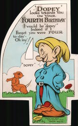 Seven Dwarfs: Dopey Four Year Old Birthday Postcard Postcard Postcard