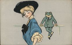 Frog In Throat: Woman in Blue Postcard