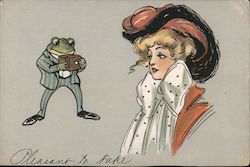 Frog In Throat: Woman in Red, Frog Photographer Postcard