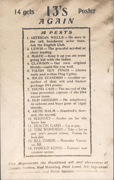 14 gets 13's Poster Again Stanford University California