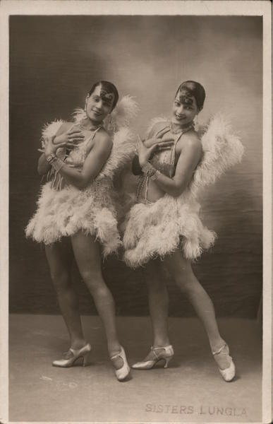 Sisters Lungla, Dancers Paris, France Dancing Postcard