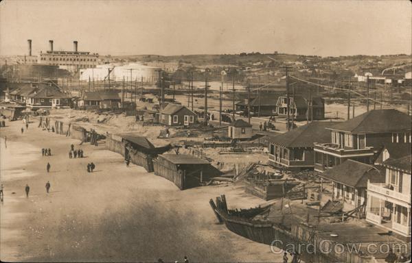 View of beach and devastation of houses Redondo Beach California