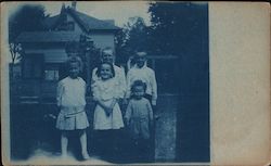 Group of children outside Cyanotypes Postcard Postcard Postcard