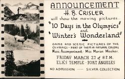 Elks Temple - Moving Pictures H.B. Crisler Postcard