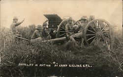 Artillery in Action at Camp Gigling - Fort Ord Postcard