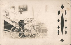 Young man with bicycle Postcard