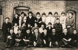 Group of Men and Women Outside a Building Postcard