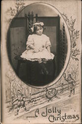 A Jolly Christmas with photo young girl Postcard