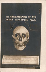 In Remembrance of the Great European War - Skull with Leader faces Postcard
