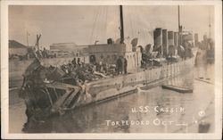 USS Cassin Torpedoed October 1917 Postcard