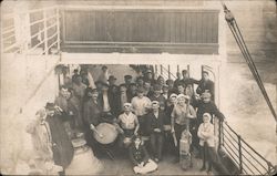 Group of Immigrants on Boat with Musical Instruments Postcard