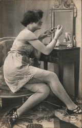 French Woman in Lingerie Postcard