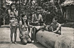 Nude, Tattoos: Indians of the Bora tribe Rio Ampayaco, Peru Postcard Postcard Postcard