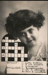 Crossword Puzzle with little girl Postcard