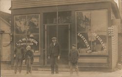 J. D. Williamson Optician, Insurance, Groceries store front Postcard