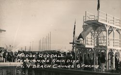 1936 Olympics - Madge Goodall performing sack dive Palm Beach Cannes, France Postcard Postcard Postcard