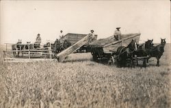 Harvesting - real photo Horse drawn wagons and equipment Postcard