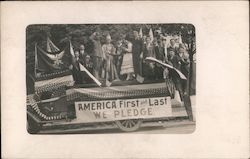 America First and Last We Pledge float Postcard