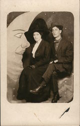 Man and Woman on Pape rMoose Postcard