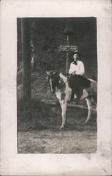 Mission Bell, Man on Horse, El Camino Real Postcard