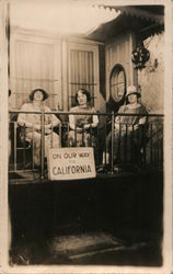 Three Women "On Our Way to California" Postcard