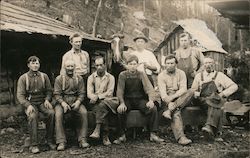 Men at a Camp Mining/Logging Postcard
