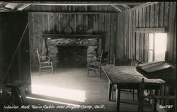 Interior of Mark Twain Cabin Postcard