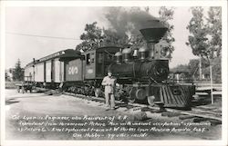 Col. Lyon is Engineer, also President of R.R. Train #7 Postcard