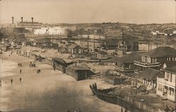 View of beach and devastation of houses Postcard