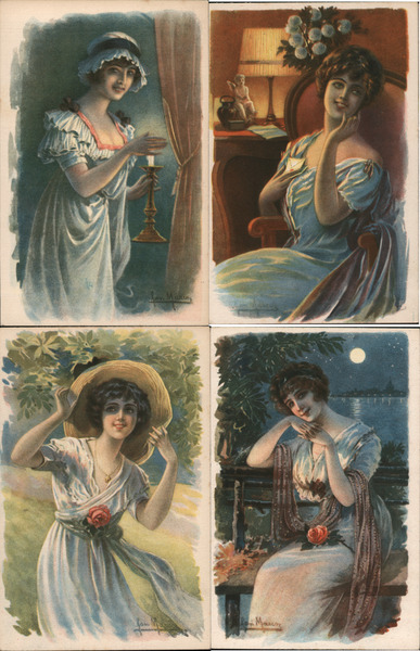 Set of 4: Women Jan Marco Artist Signed