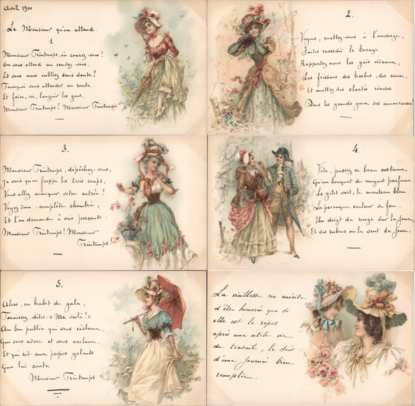 Set of 6: Women, French Artist Signed