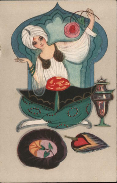 Belly Dancing Woman Artist Signed