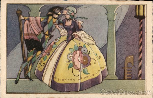 Italian: Couple Kissing Artist Signed