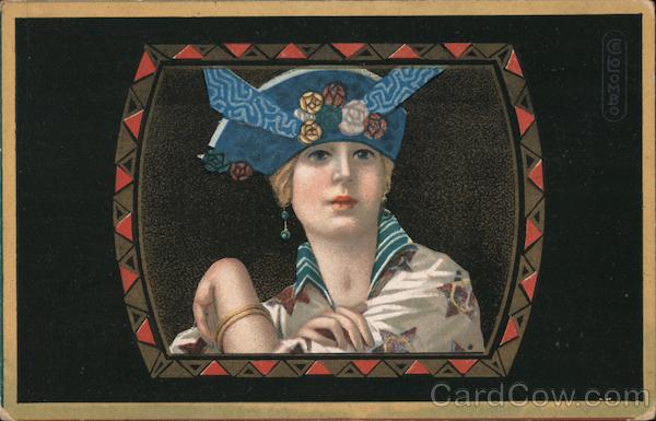 Woman in Adorned Hat and Patterned Collar Shirt Women