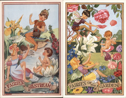 Set of 2: Fairies of the Stream / Garden Fantasy Postcard Postcard 