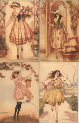 Set of 4: Women Postcard