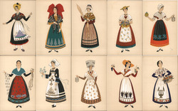 Set of 10: Women Provinces of France Postcard