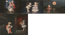 Lot of 5: Children, Romance Series Postcard