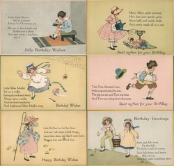 Set of 6: Nursery Rhyme Birthday Greetings Postcard