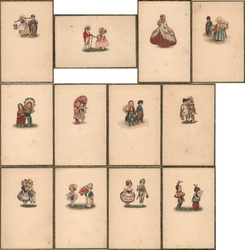 Set of 12: "Lilliput" Children in different costumes Postcard